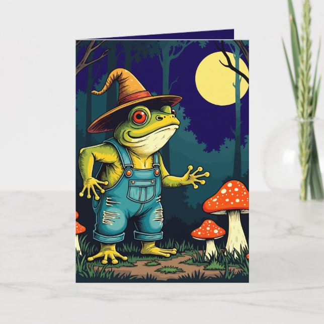 A Familiar Toad Witch Foraging At Night Holiday Card (Front)