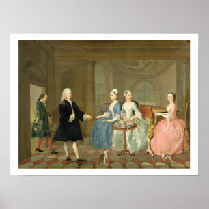 A Family Being Served with Tea, c.1740-45 (oil on Poster