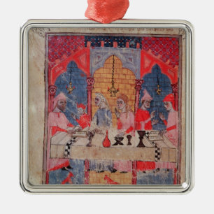 A family gathered at the table for Passover Metal Tree Decoration