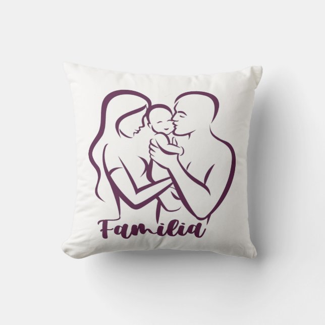 A family illustration Throw Pillow (Front)
