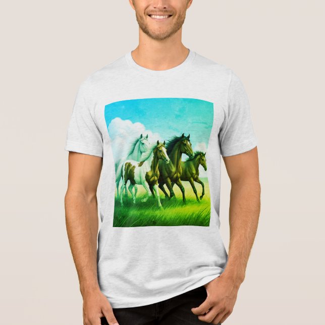  a family of horses galloping  Tri-Blend shirt (Front)