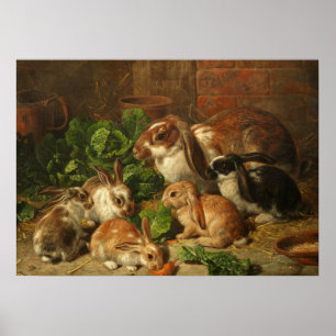 A Family of Rabbits by Alfred Richardson Barber Poster