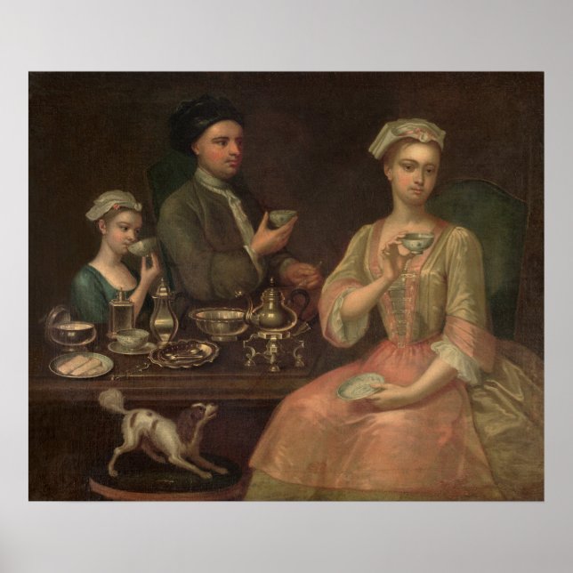 A Family of Three at Tea, c.1727 Poster (Front)