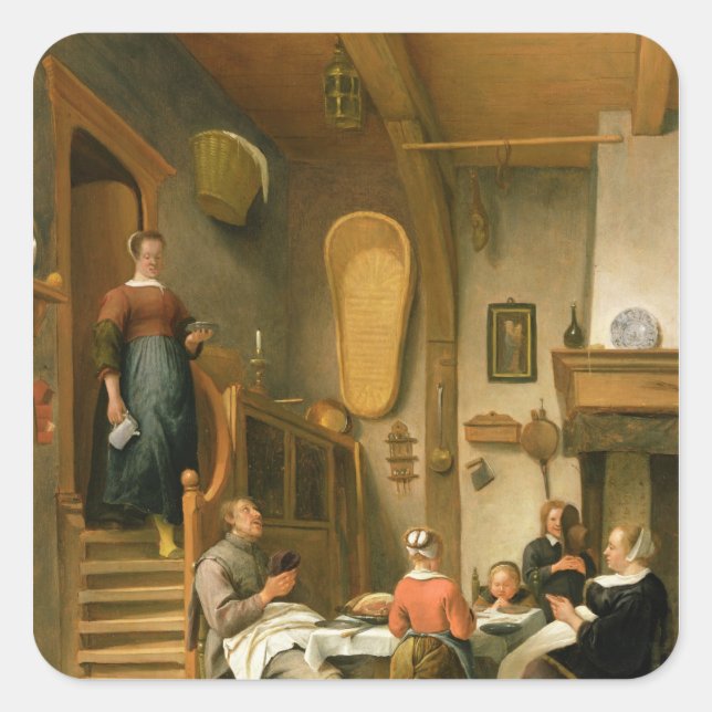 A Family Saying Grace Square Sticker (Front)