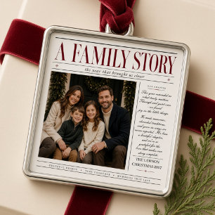A Family Story Personalised Family Photo Christmas Metal Tree Decoration