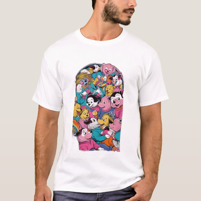 A famous scene recreated but with animals or carto T-Shirt (Front)