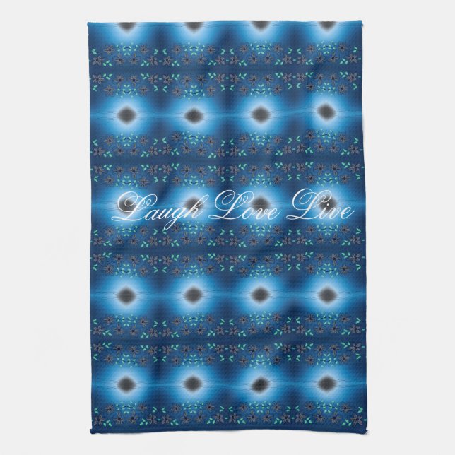 A Fancy Blue and Black Tea-Towel Tea Towel (Vertical)