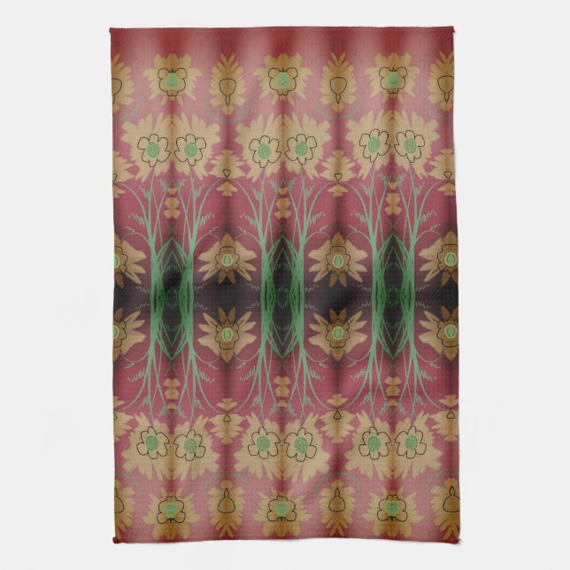 A Fancy Green Accented Tea-Towel Tea Towel (Vertical)