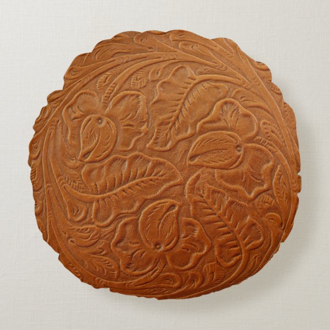 A fancy tan brown light coloured background made o round cushion (Front)