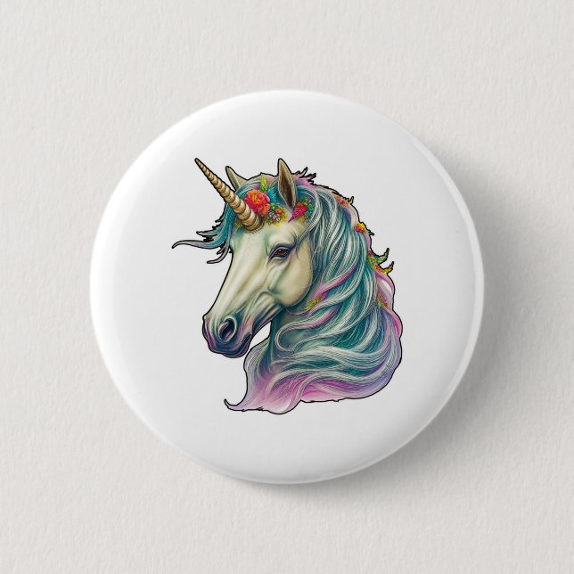 A Fantastical Unicorn!  6 Cm Round Badge (Front)