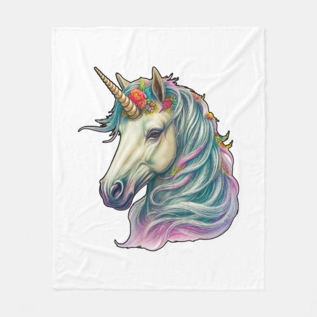 A Fantastical Unicorn!  Fleece Blanket (Front)