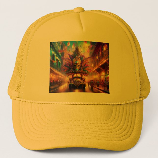 A Fantasy Look At A Mardi Gras Parade Trucker Hat (Front)