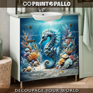 A fantasy seahorse in underwater world tissue paper