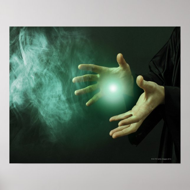 A fantasy wizard making magic with his hands. poster (Front)