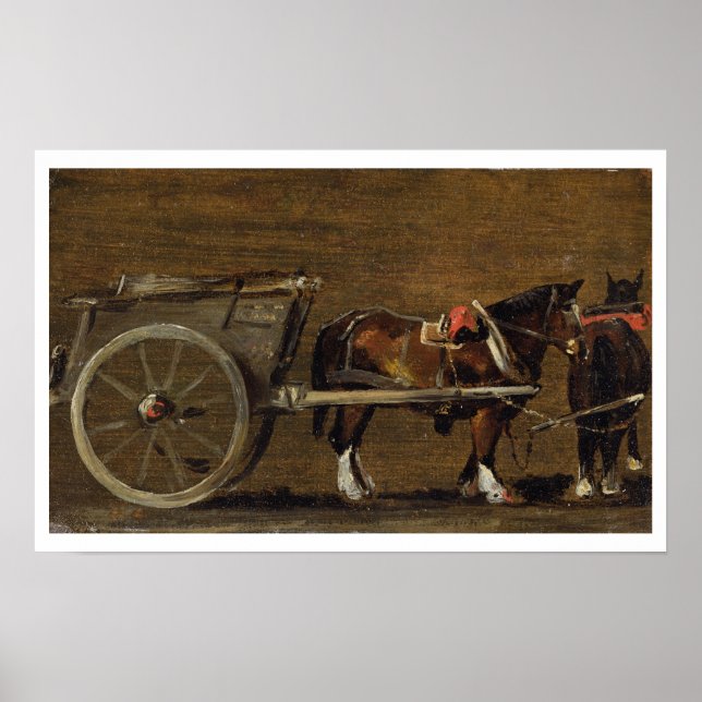 A Farm Cart with two Horses in Harness: A Study fo Poster (Front)