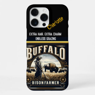 A Farmer Tending to Bison in Golden Fields at Dawn iPhone 16 Pro Max Case