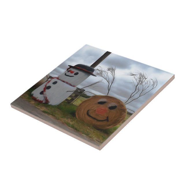 A Farmyard Christmas Ceramic Tile (Side)