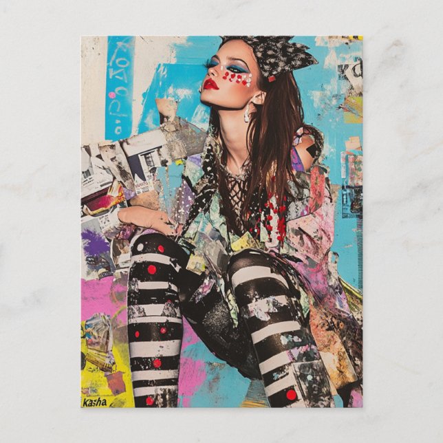 A Fashion lady Collage Postcard (Front)