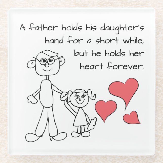 A Father Holds His Daughter's Hand Glass Coaster (Front)