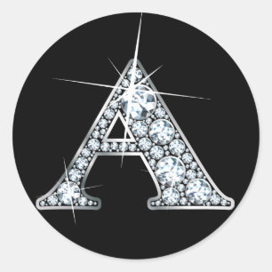 "A" Faux-"Diamond Bling" Print Sticker