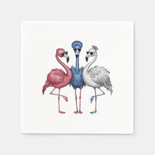 A featuring three unique flamingos that are quite napkin