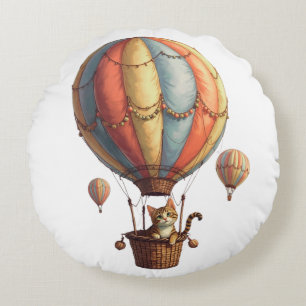 A feline sky traveler round cushion