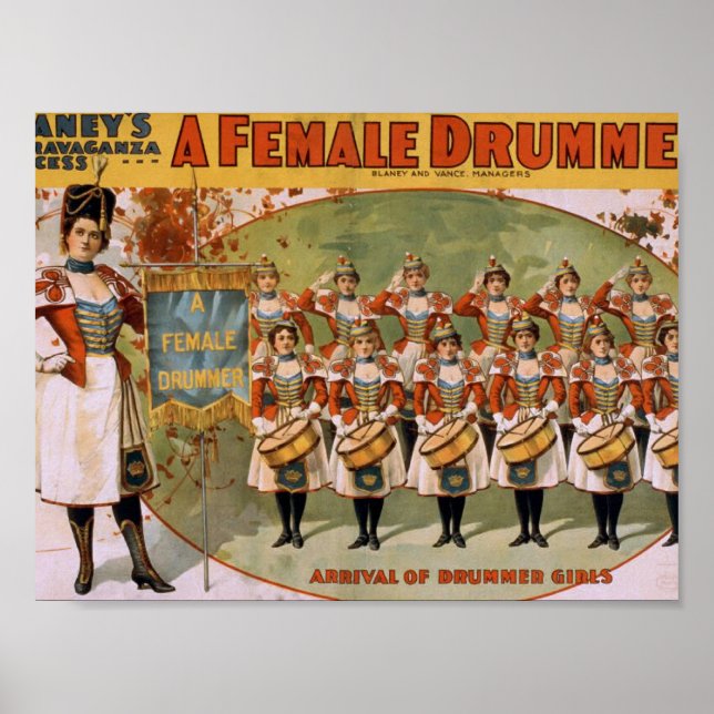 A Female Drummer, 'Arrival of drummer Girls' Poster (Front)