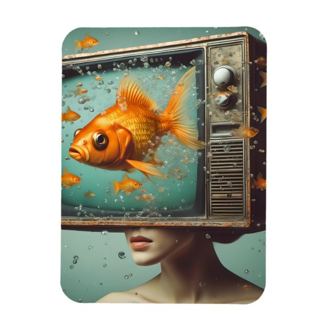 A female goldfish TV Head Retro All Occasion Magnet (Vertical)