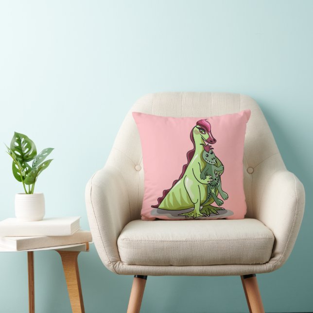 A Female Hadrosaurus Holding A Doll. Cushion (Chair)