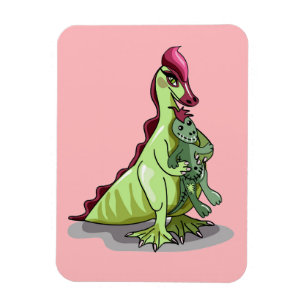 A Female Hadrosaurus Holding A Doll. Magnet