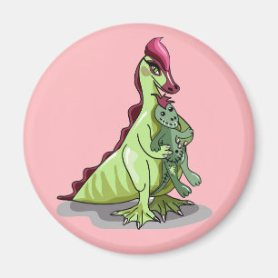 A Female Hadrosaurus Holding A Doll. Magnet