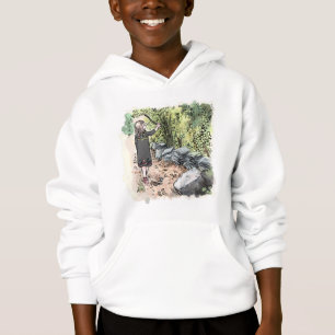 a female water color illustration walking along a