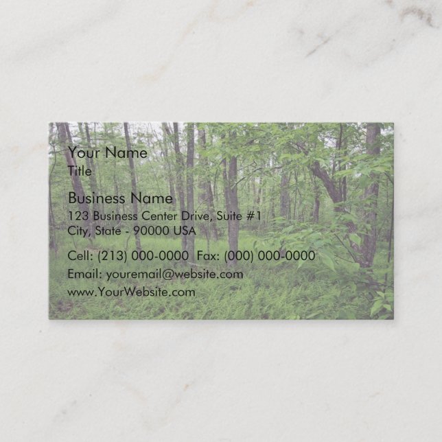 A fern bed around trees business card (Front)