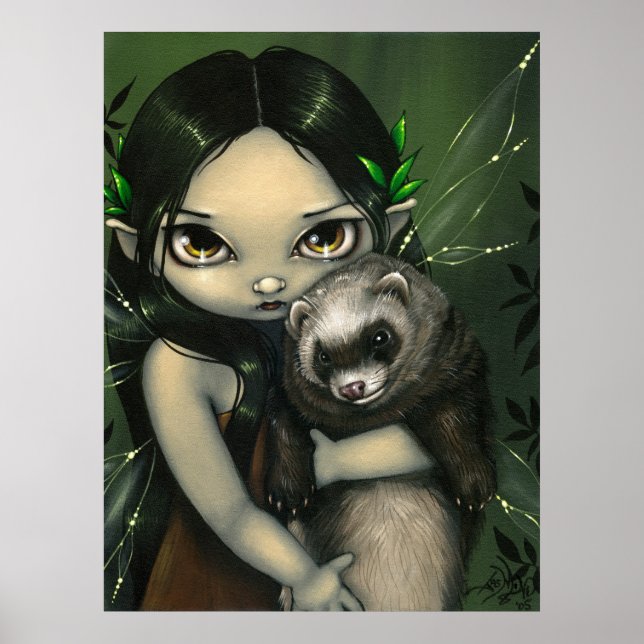 A Ferret and his Fairy ART PRINT fantasy ferrets (Front)