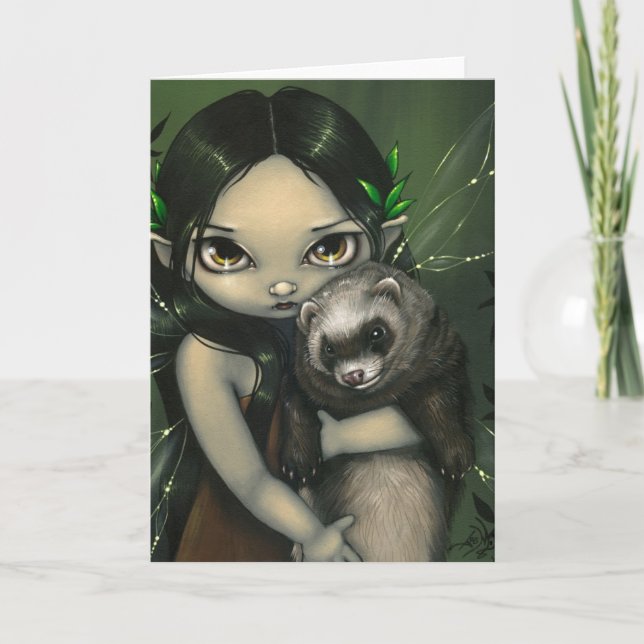 "A Ferret and His Fairy" Greeting Card (Front)
