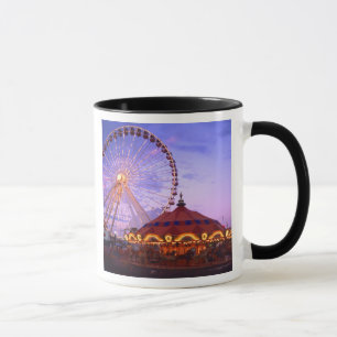 A ferris wheel and carousel at the Navy Pier in Mug