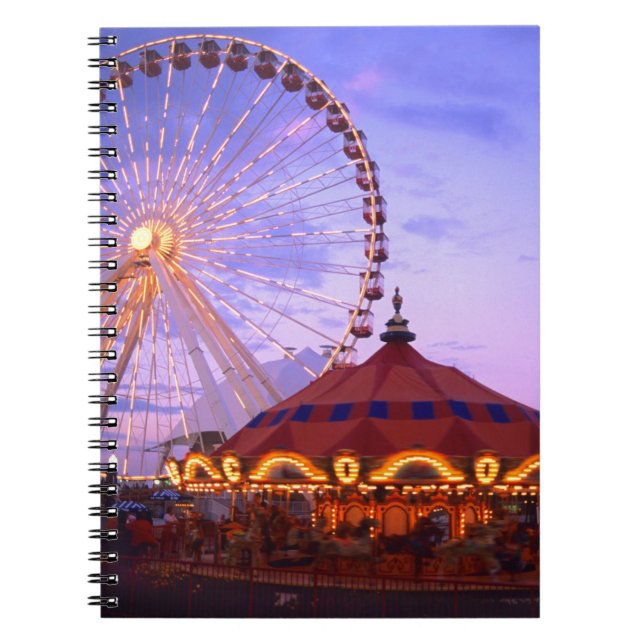 A ferris wheel and carousel at the Navy Pier in Notebook (Front)