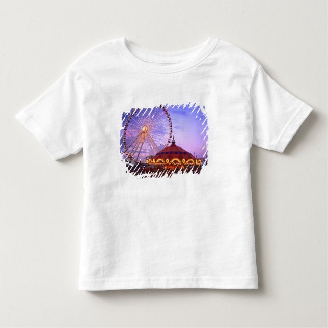 A ferris wheel and carousel at the Navy Pier in Toddler T-Shirt (Front)