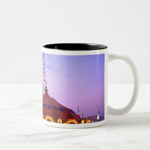 A ferris wheel and carousel at the Navy Pier in Two-Tone Coffee Mug