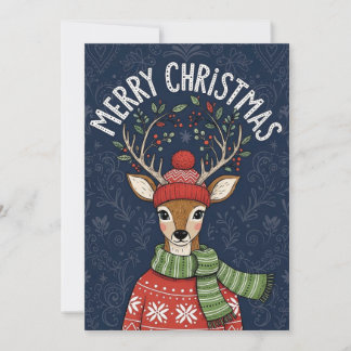 A festive Christmas card featuring a cute deer 
