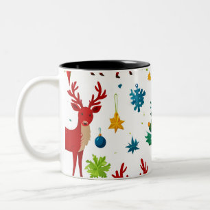 A Festive Christmas Pattern Digital Art Two-Tone Coffee Mug