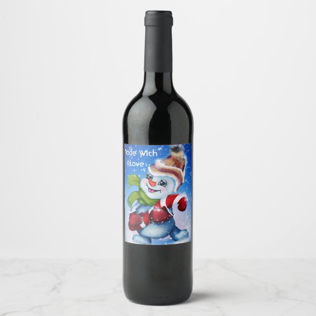A festive snowman          wine label (Front)