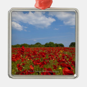 A Field Full Of Red Flowers Metal Tree Decoration