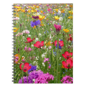A Field Of Colourful Wildflowers Nature Design Spiral Notebook
