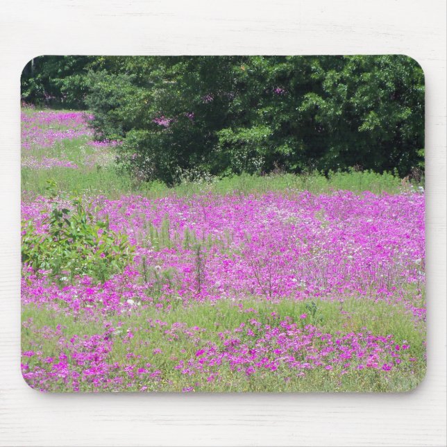 A field of pink spring wildflowers mouse pad (Front)