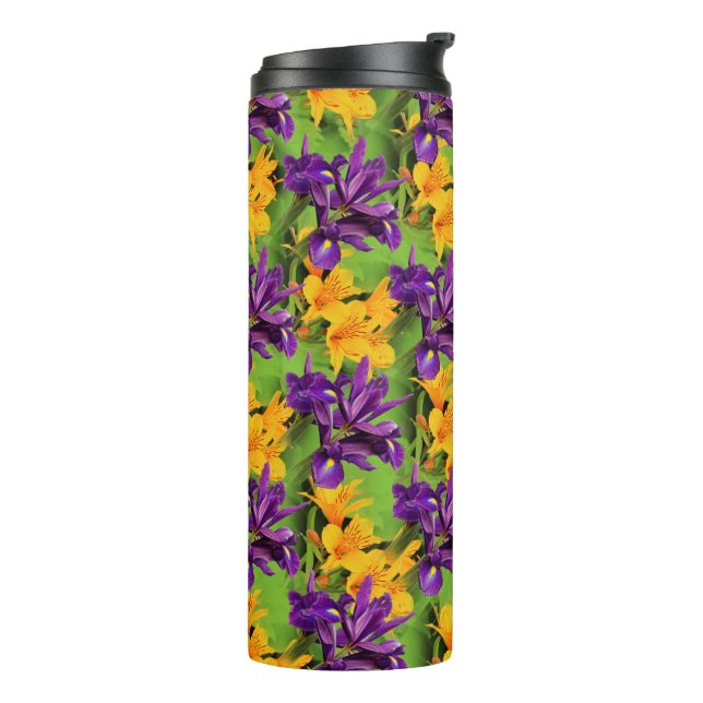 A Field of Purple and Gold: Irises and Liles Thermal Tumbler (Rotated Left)