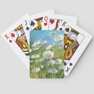 A Field of White Daisies Playing Cards