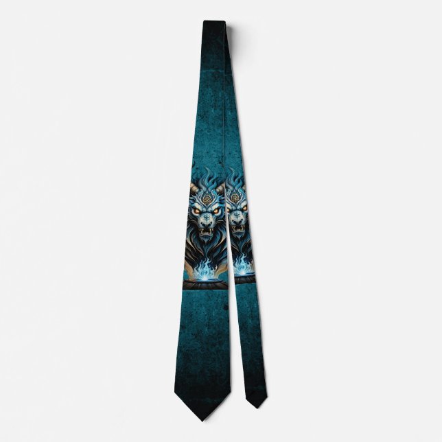 A fierce blue animal, a majestic creature  tie (Front)