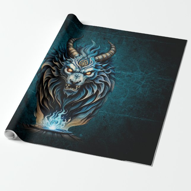 A fierce blue animal, a majestic creature  wrapping paper (Unrolled)