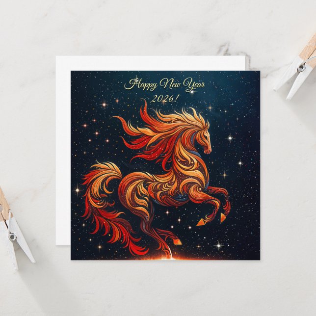 a fiery horse against a starry sky (Front/Back In Situ)